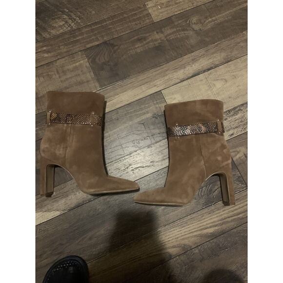 Jessica Simpson Women's brynne bootie Brown leather High Block Heel Pocket Boots - Picture 2 of 4